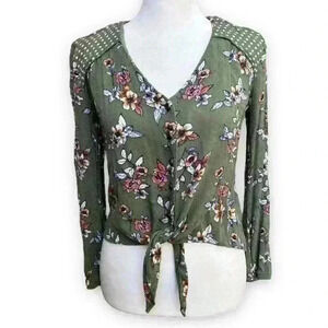 Cropped Tie Front Blouse Size XS